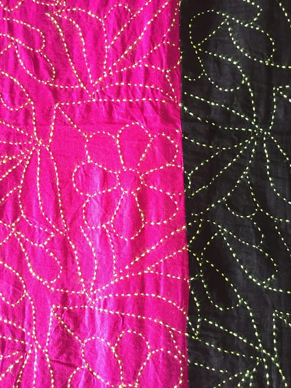 Simple running handstitch of traditional nakshi kantha